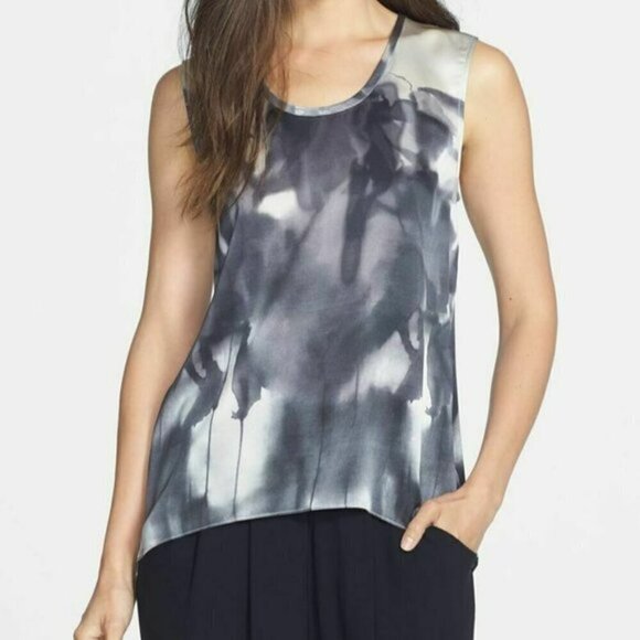 Eileen Fisher Ink Blot Print 100% Silk Medium - Picture 1 of 8